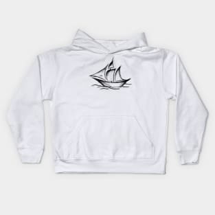 Hand drawn yacht Kids Hoodie